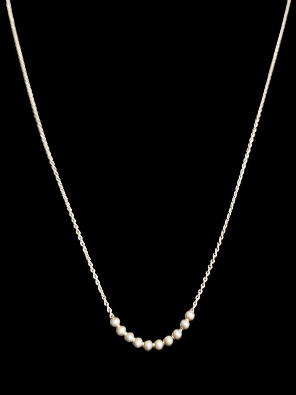 Vintage 1990s Italian Sterling Silver Floating Bead Slider Necklace 20 inches